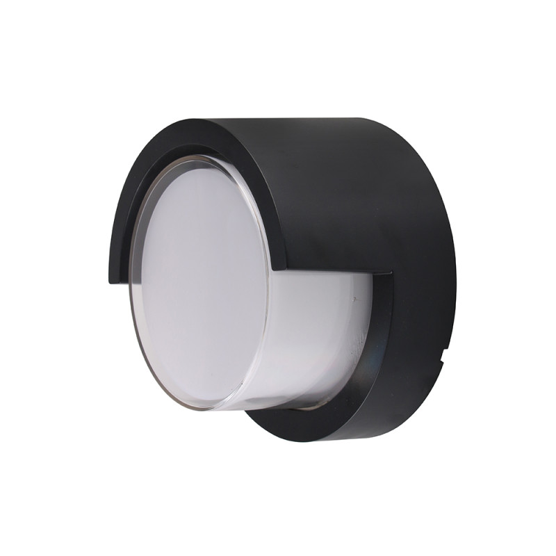 LED WALL LIGHT ROUND BLACK 12W 3000K 70LM/W AC220-240V IP65