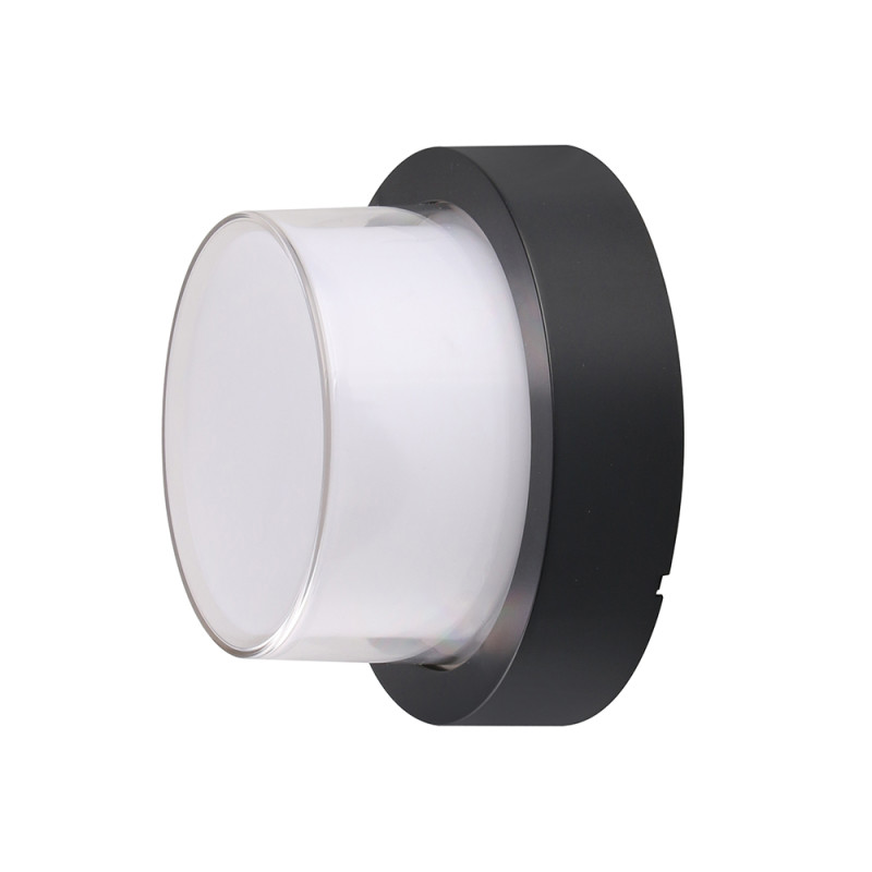 LED WALL LIGHT ROUND BLACK 12W 4200K 70LM/W AC220-240V IP65