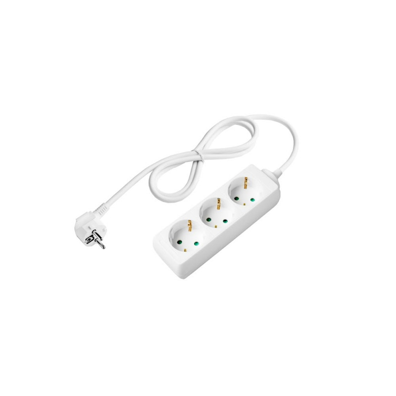 POWER STRIP 3-SOCKETS 3G1.5mm-3M, 16A, 230V, Max3500W, IP20 - WHITE