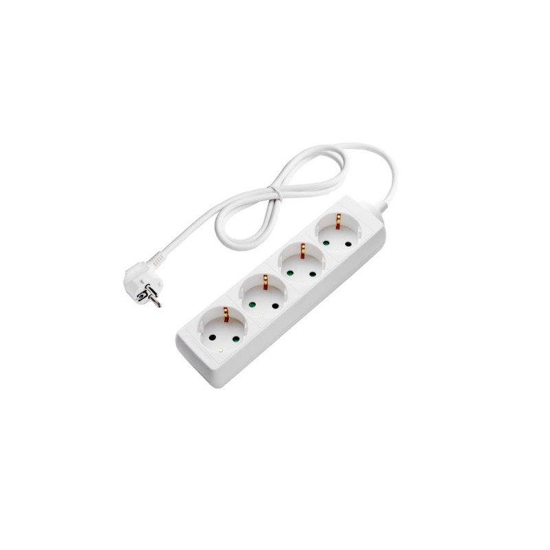 POWER STRIP 4-SOCKETS 3G1.0mm-1.5M, 16A, 230V, Max3500W, IP20 - WHITE