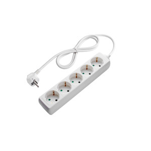 POWER STRIP 5-SOCKETS 3G1.0mm-1.5M, 16A, 230V, Max3500W, IP20 - WHITE
