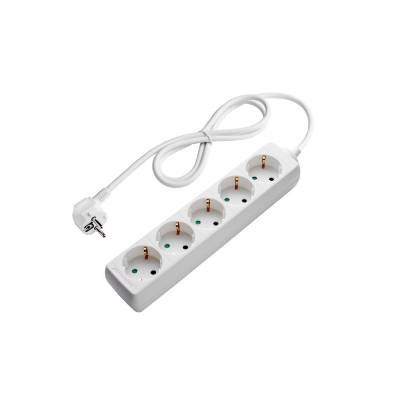 POWER STRIP 5-SOCKETS 3G1.5mm-3M, 16A, 230V, Max3500W, IP20 - WHITE