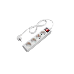 POWER STRIP 4-SOCKETS+SWITCH 3G1.5mm-3M, 16A, 230V, Max3500W, IP20 - WHITE