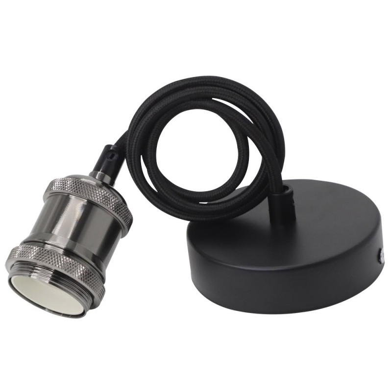 VINTAGE PENDANT LIGHT HOLDER 1M E27 PEARL BLACK