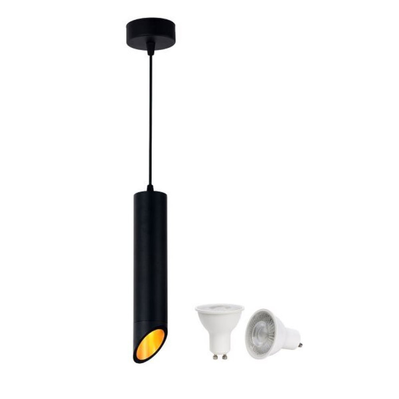HANGING FIXTURE GU10+5W 2700K ALUMINIUM BLACK BODY/GOLD REFLECTOR 6X30CM
