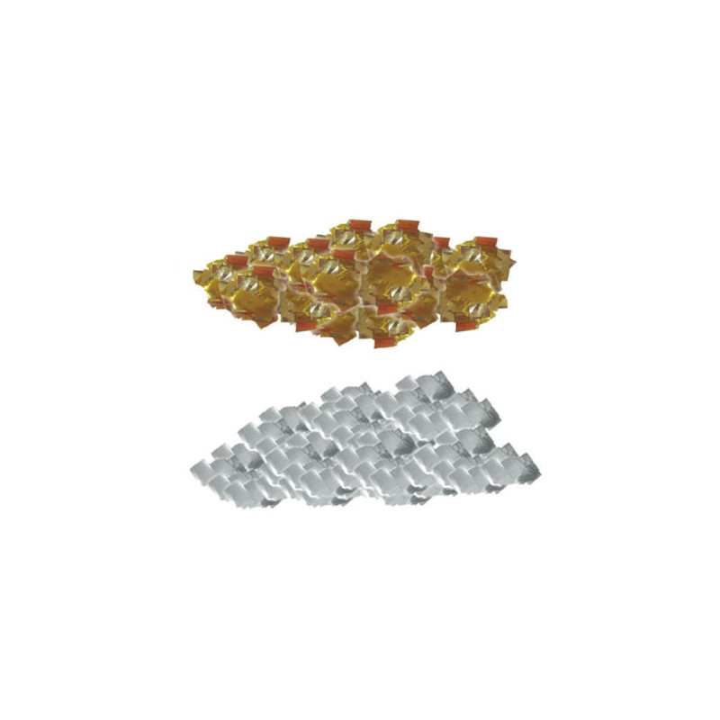 Metál konfetti arany, ezüst, piros, zöld és kék