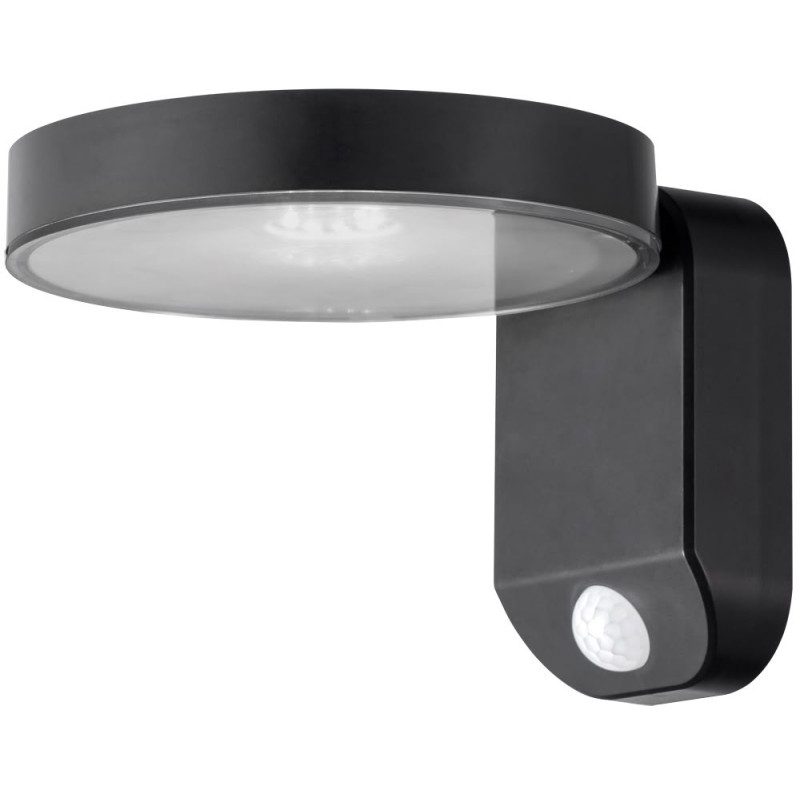 Napelemes (Szolár) LED fali lámpa mozgásérzékelővel kerek fekete 3000K Meleg fehér 9W 400LM 3000K IP44 - Optonica