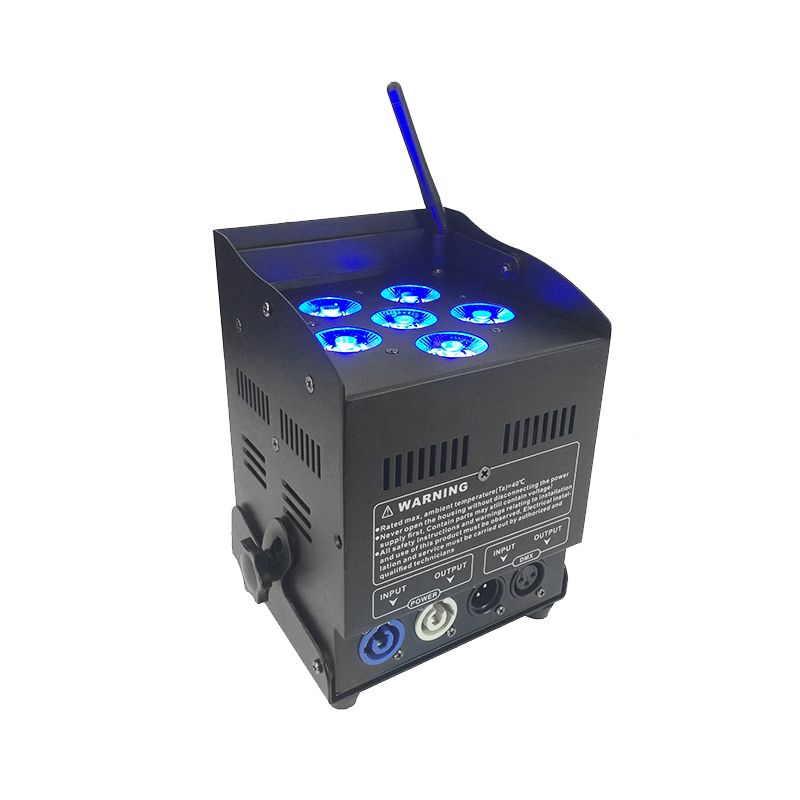 610W LED PAR RGBWA+UV vezeték nélküli akkumulátoros színpadi effekt lámpa DMX512, Sound, Dimmer