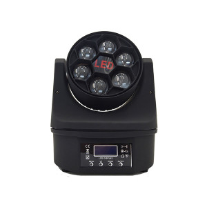 LH 6x15W RGBW MINI LED Forgófejes diszkó lámpa 6-51° LCD, DMX, Strobe, Dimmer
