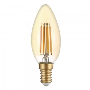 Vintage filament led lámpa, gyertya alakú 4 w, 2500K, arany színű bura