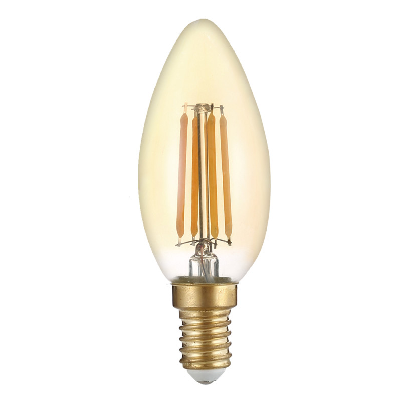 Vintage filament led lámpa, gyertya alakú 4 w, 2500K, arany színű bura