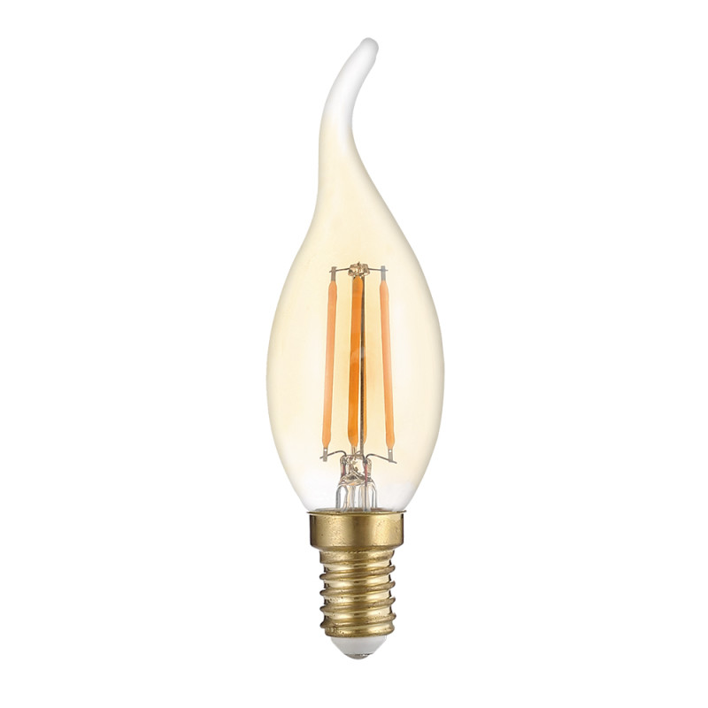 Vintage filament led lámpa, láng alakú 4 w, 2500K, arany színű bura