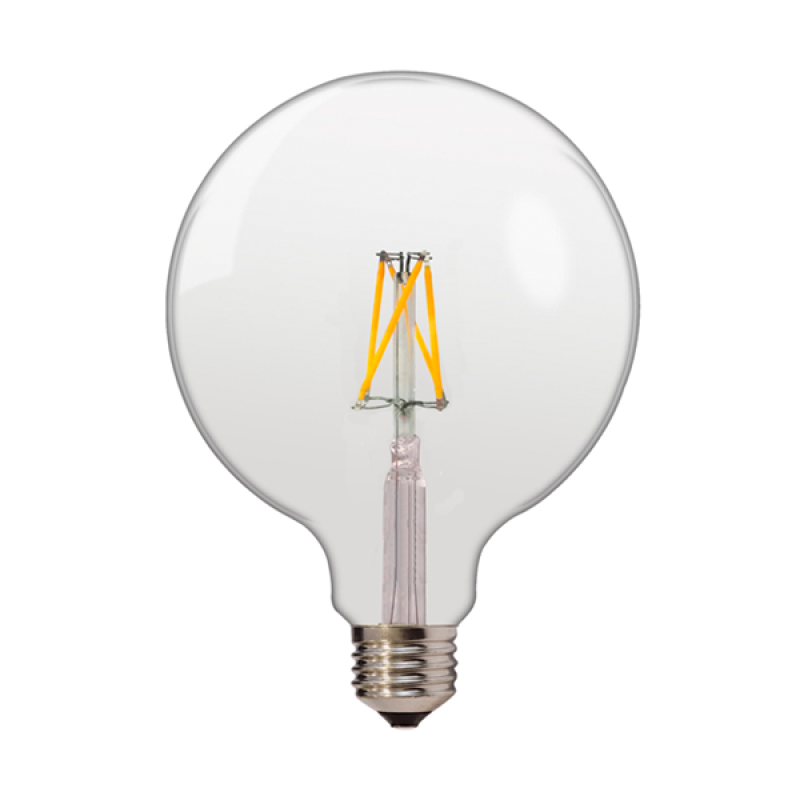LED lámpa , égő , nagygömb , 125 mm , izzószálas hatás , körte , E27 foglalat , 6,5 Watt , meleg fehér 