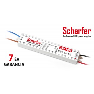 Scharfer vízmentes kültéri LED tápegység 18W 24V IP67 7év garancia