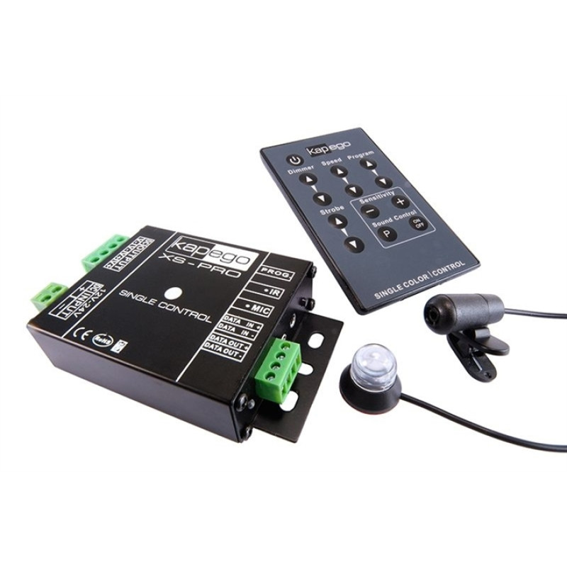 LED szalag infra vezérlő XS-Pro egyszínű szalagokhoz távirányítóval és külső mikrofonnal