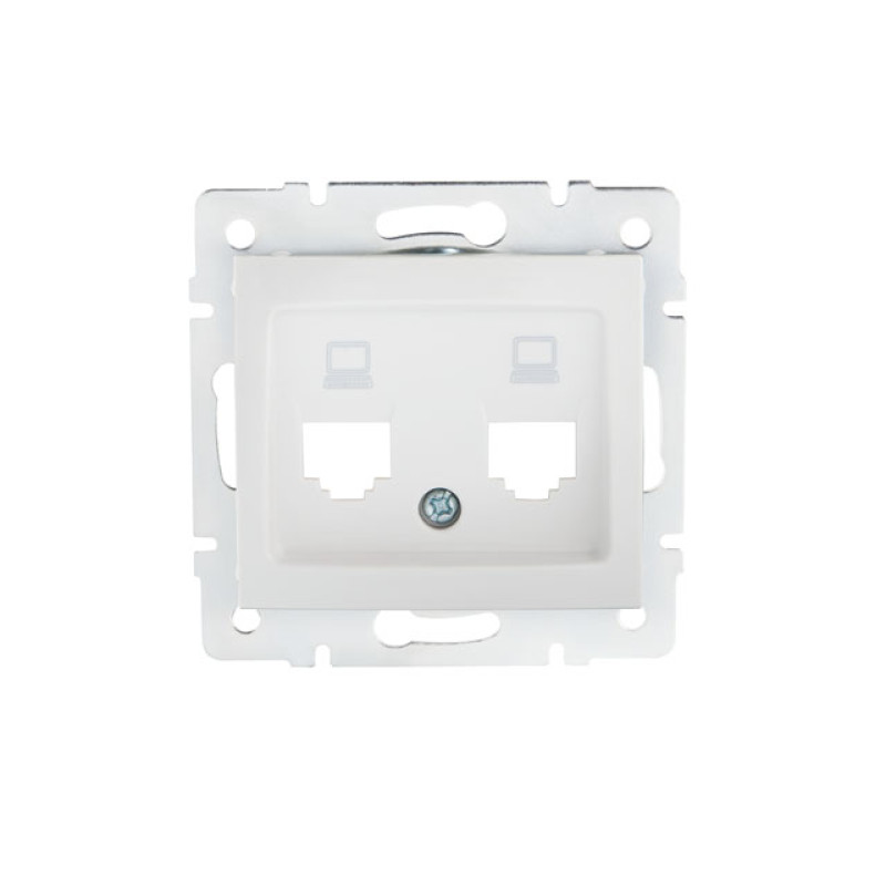 MOWION DOMO Dupla csatlakozó aljzat burkolat 2xRJ45 szerelvényhez  , fehér